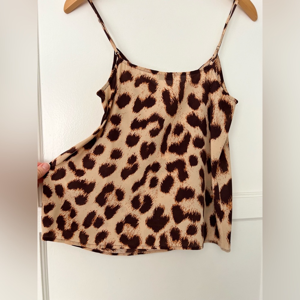 Equipment Leopard-Print Silk Tank Top in Beige and Brown